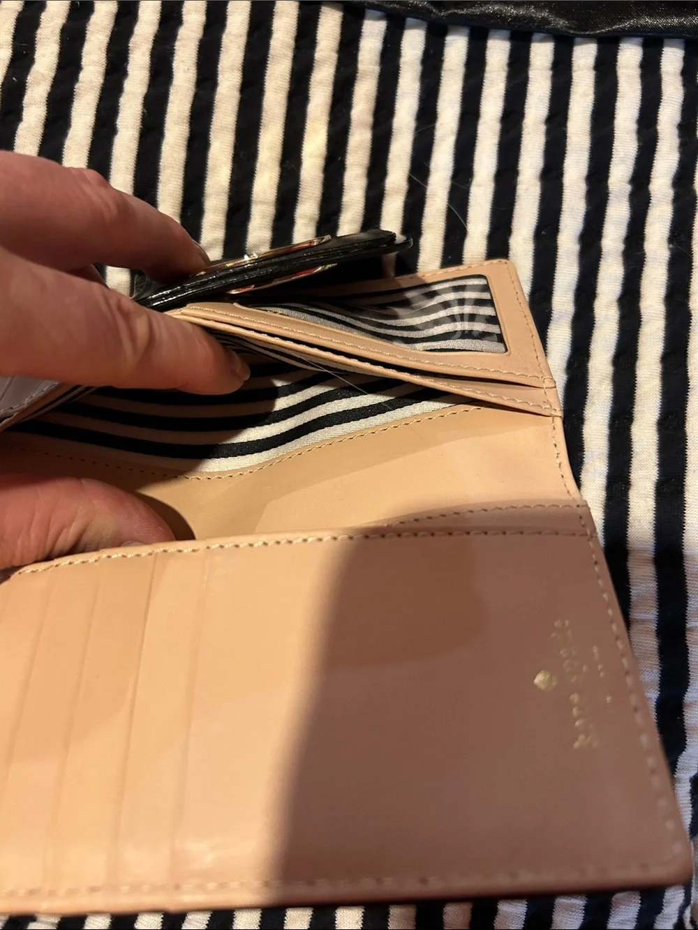 kate spade Black Leather Wristlet Phone Case with Gold Turnlock